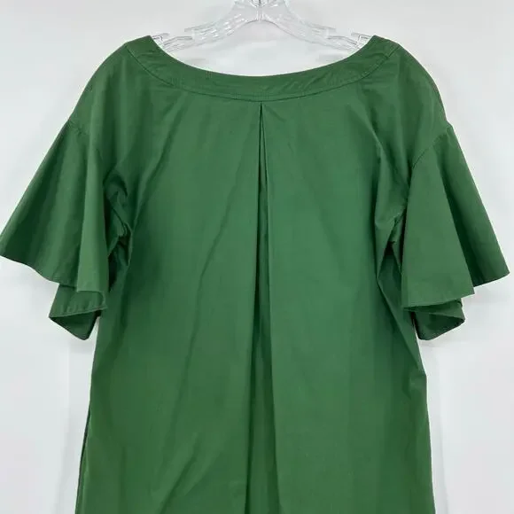 Maeve Anthropologie Green Flutter Sleeve Cotton Shift Dress Pockets Womens Sz XS - Picture 10 of 12